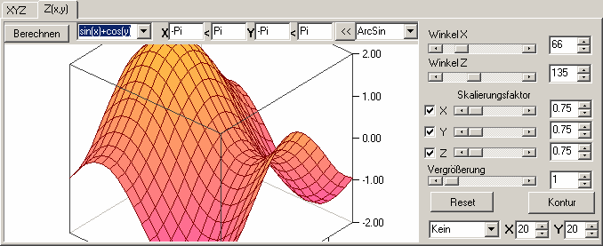 3 dimensionale Oberfl&auml;chendarstellung